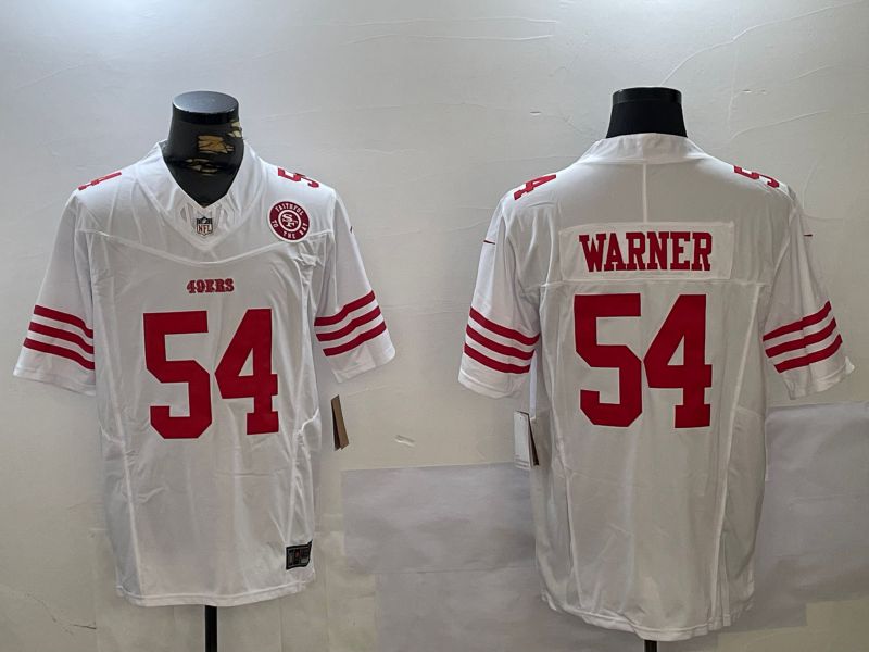 Men San Francisco 49ers #54 Warner White Three generations 2024 Nike Vapor Limited NFL Jersey style 2->san francisco 49ers->NFL Jersey